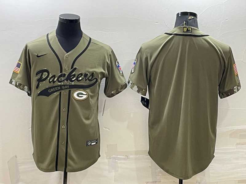 Men%27s Green Bay Packers Blank Olive Salute to Service Cool Base Stitched Baseball Jersey->green bay packers->NFL Jersey
